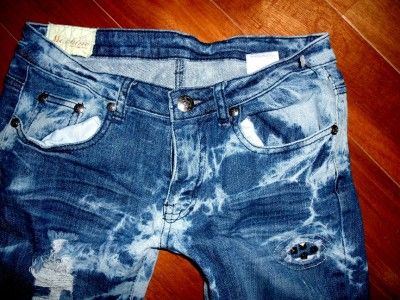 MACHINE Low Rise Stretch Distressed Tie Dye Silver Studded Skinny 