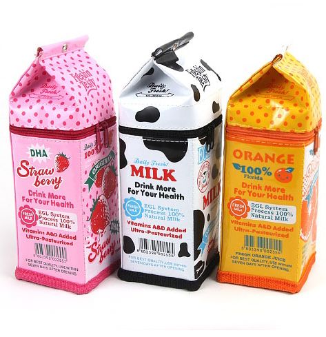 MILK CARTON PENCIL CASE CONTAINTER POUCH PENBOX BAGS  