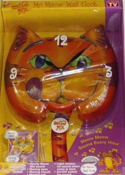 MEOW MIX CAT ANIMATED CLOCK Talks PENDALUM Free Ship  