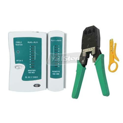   RJ45 RJ11 RJ12 CAT5 Network Tool Kit Cable Tester + Crimp LAN  