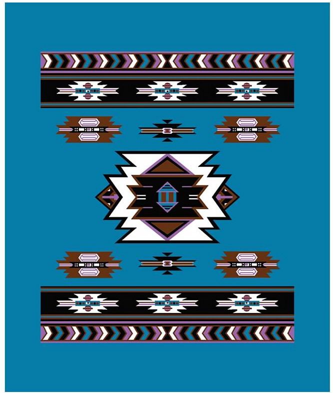 Southwestern Americana Western Blue Print Queen King Throw Blanket 