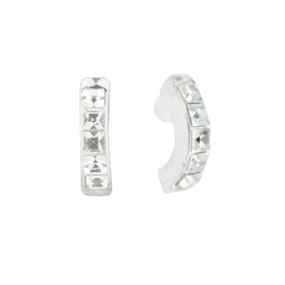 Princess Cut Set on a Rhodium Plated Half Hoop Earrings  