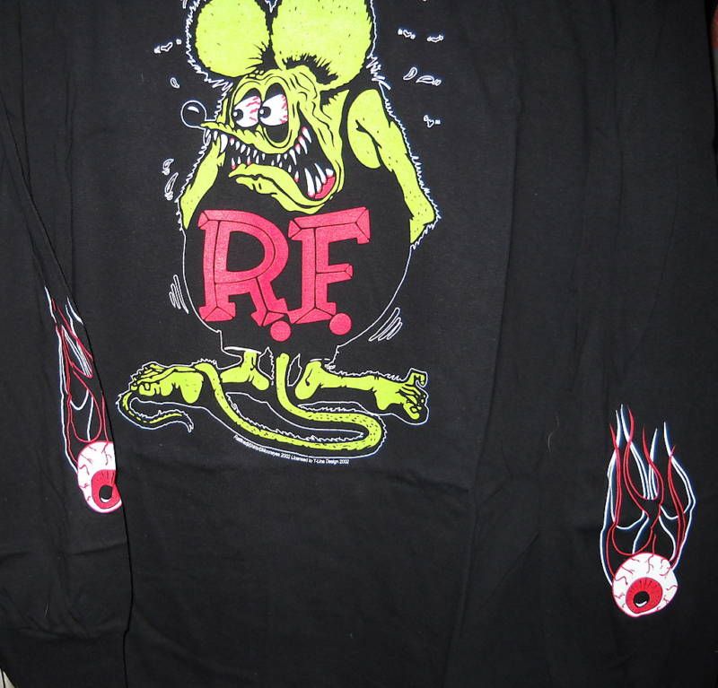 Rat Fink Ed Roth long sleeve black t shirt S M L XL XXL flammed 