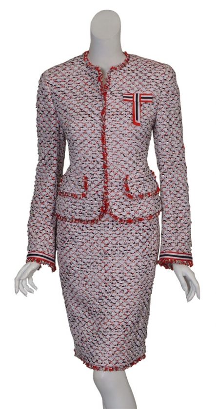 ESCADA Textured Weave Jacket Skirt Suit 36 6 $1950 NEW  