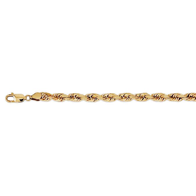 14K Solid Yellow Gold D.C. Rope Chain Necklace 6mm 24  