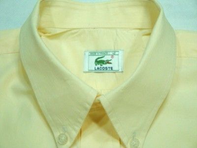 LACOSTE FRANCE Btn Down Yellow Short Sleeve Shirt Sz 42 = L  