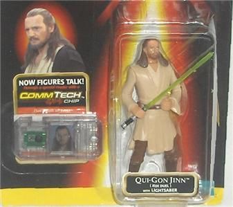 STAR WARS 1998 QUI GON JINN w/ LIGHTSABER COMMTECH CHIP  