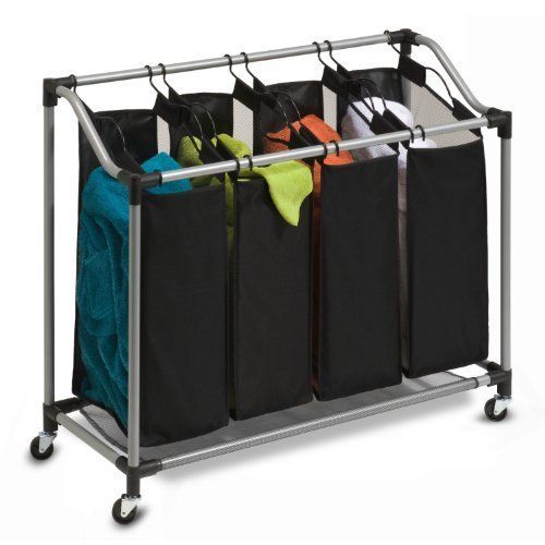    Do Quad 4 Bags Laundry Clothes Sorter Bin w/ Wheels & Lift Out Bags