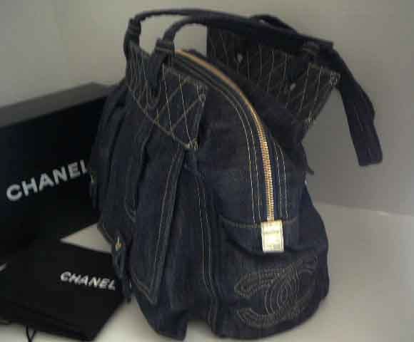 RARE CHANEL CC LOGO JUMBO DENIM BAG CARD, BOX & DUSTBAG  