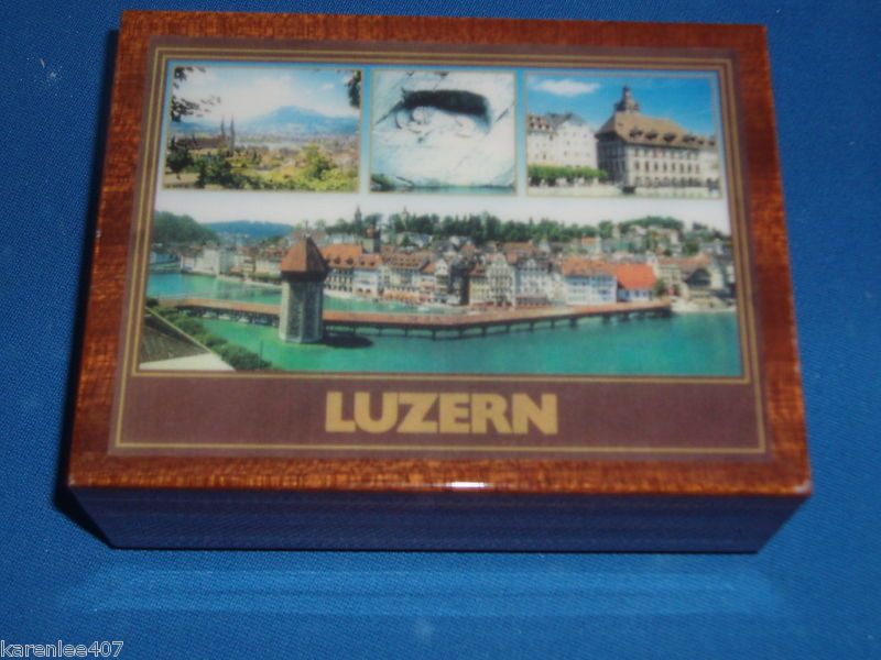 REUGE MUSIC BOX WOODEN LUZERN SWITZERLAND SCENIC TOP  